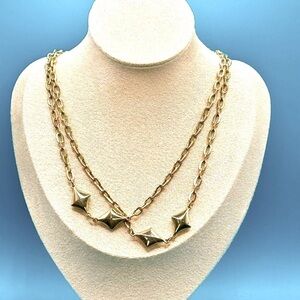Gold Chain Puffed Gold Diamond Necklace